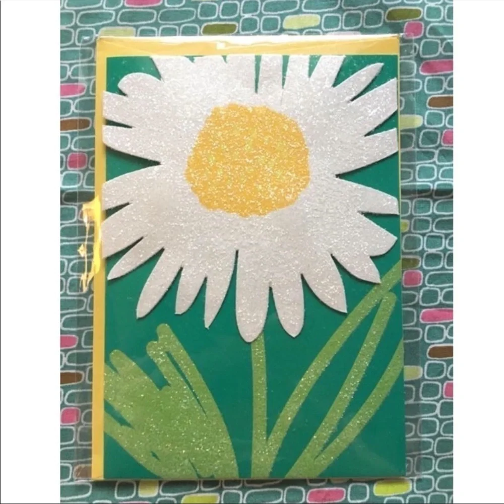 Handmade Greeting Cards Blank Glitter Daisy Flower Birthday Cupcakes Set of 3